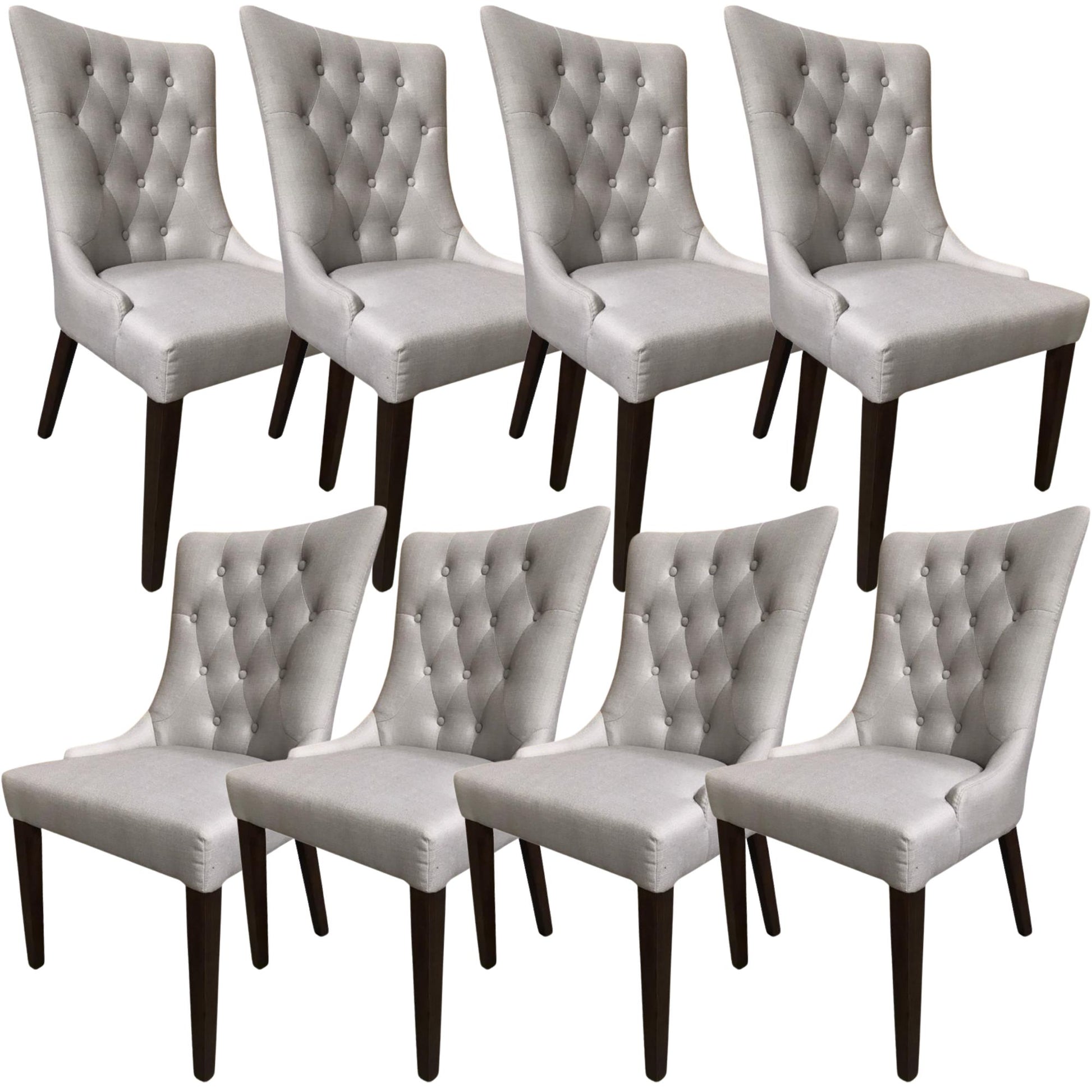 Florence  Set of 8 Fabric Dining Chair French Provincial Solid Timber Wood - Cosy Abode