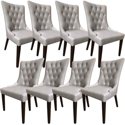 Florence  Set of 8 Fabric Dining Chair French Provincial Solid Timber Wood - Cosy Abode