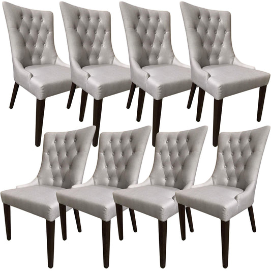 Florence  Set of 8 Fabric Dining Chair French Provincial Solid Timber Wood - Cosy Abode