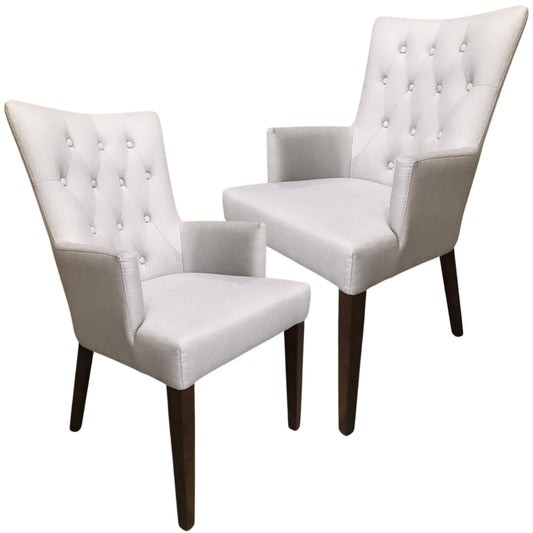 Florence  Set of 2 Carver Fabric Dining Chair French Provincial Solid Timber - Cosy Abode