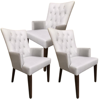 Florence  Set of 3 Carver Fabric Dining Chair French Provincial Solid Timber - Cosy Abode