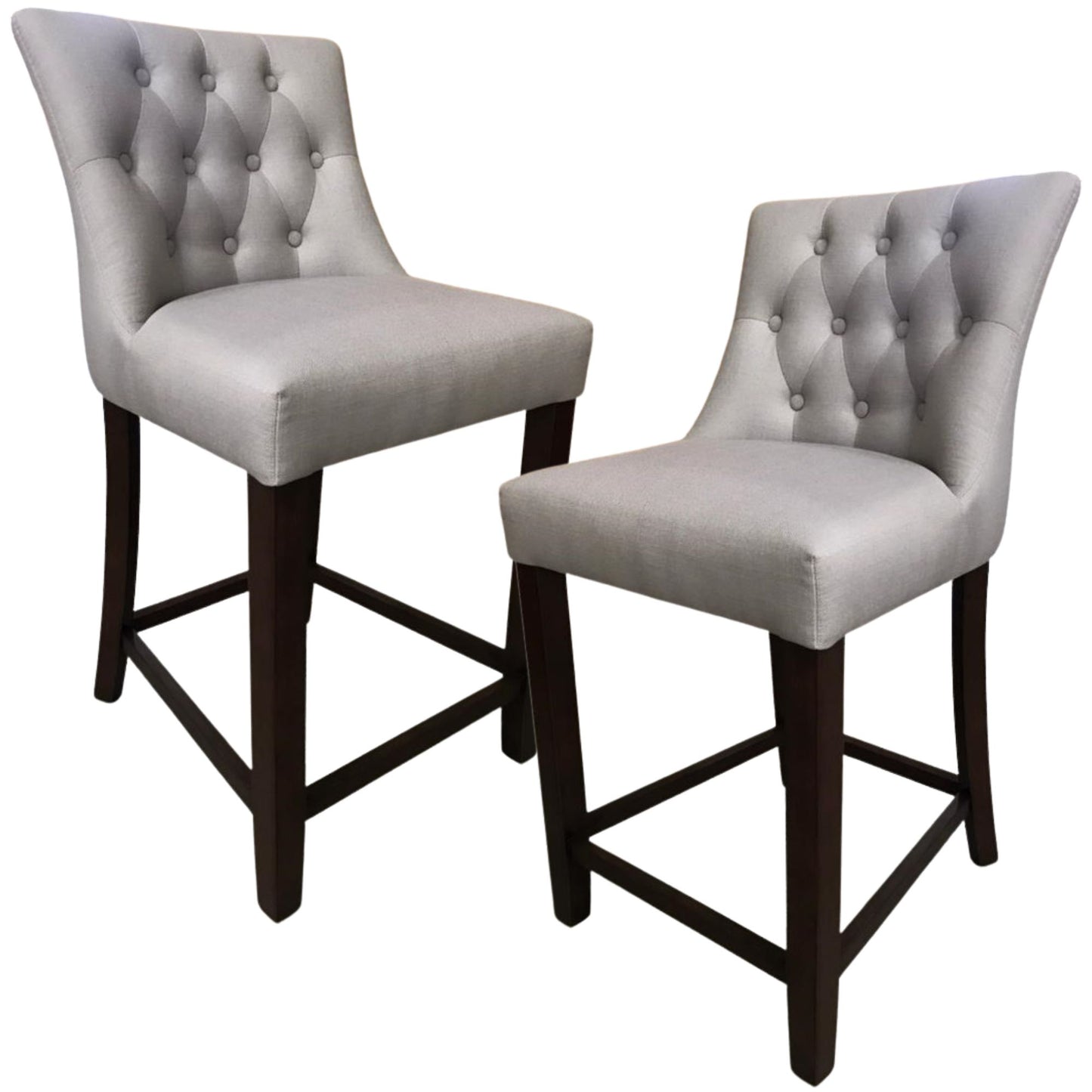 Florence  2pc High Fabric Dining Chair Bar Stool French Provincial Solid Timber - Cosy Abode