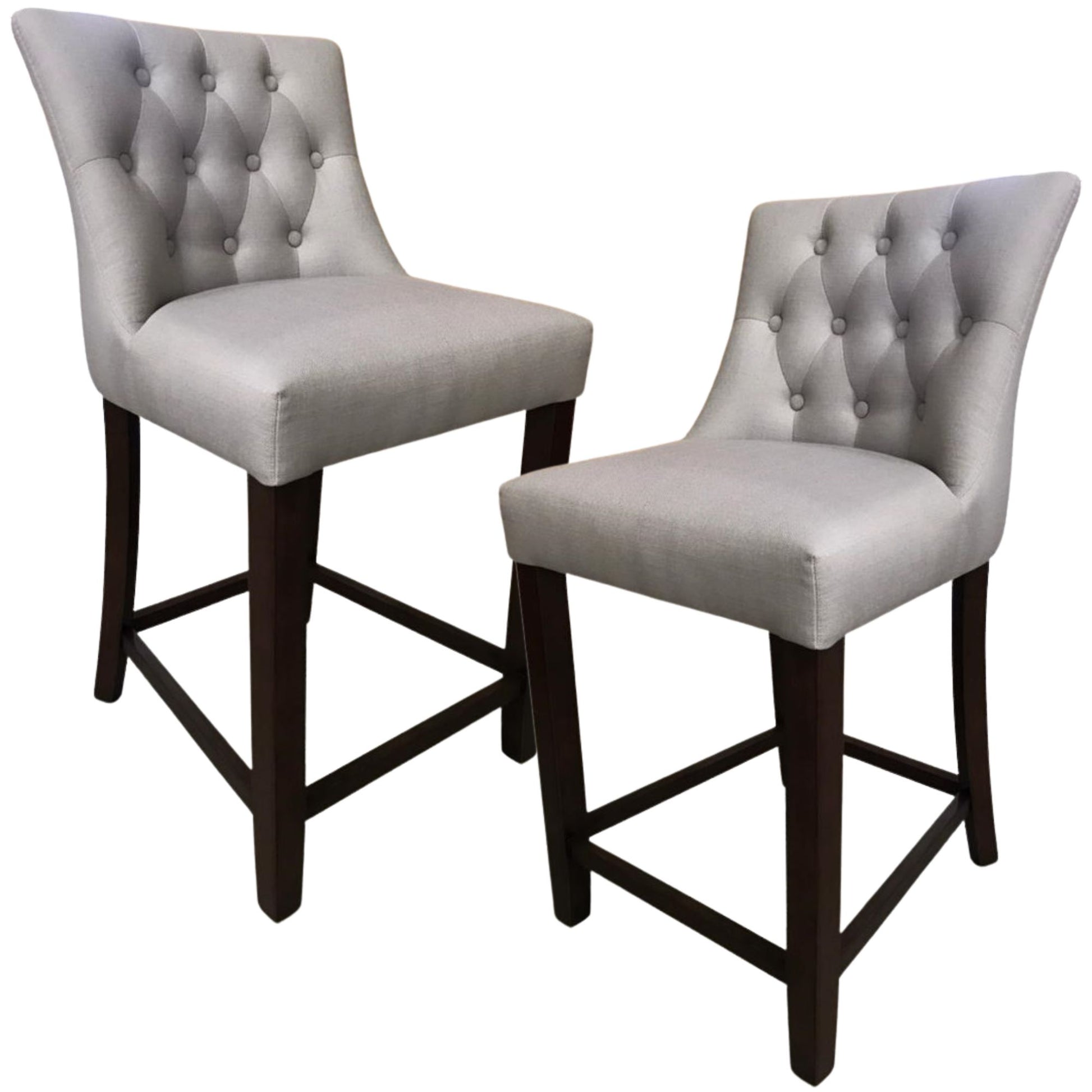 Florence  2pc High Fabric Dining Chair Bar Stool French Provincial Solid Timber - Cosy Abode