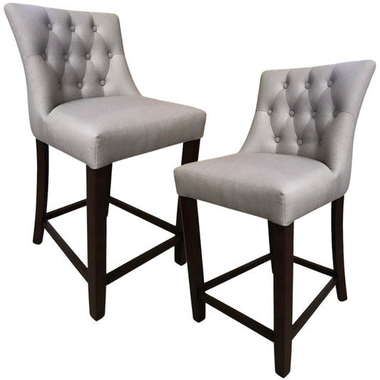 Florence  2pc High Fabric Dining Chair Bar Stool French Provincial Solid Timber - Cosy Abode