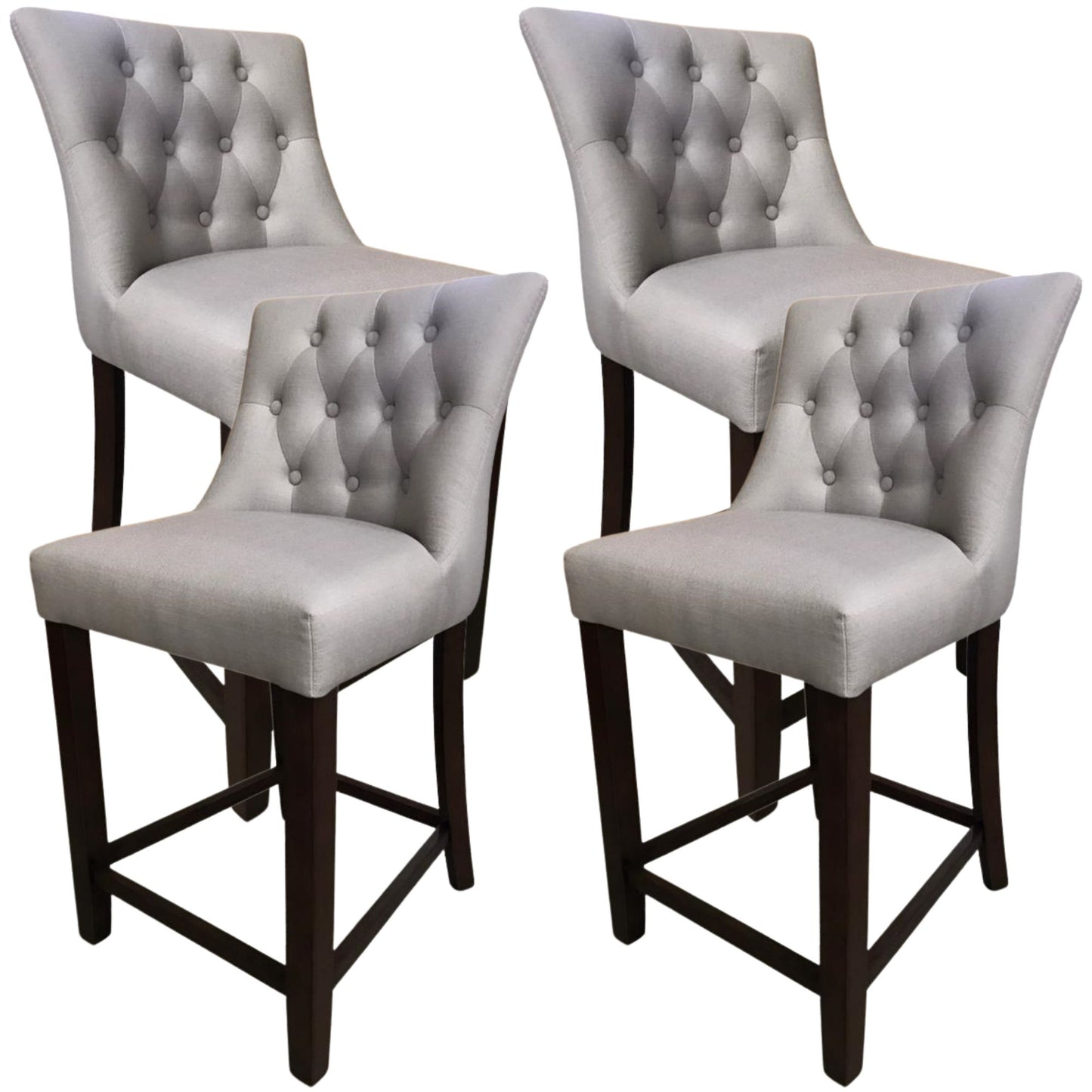 Florence  4pc High Fabric Dining Chair Bar Stool French Provincial Solid Timber - Cosy Abode