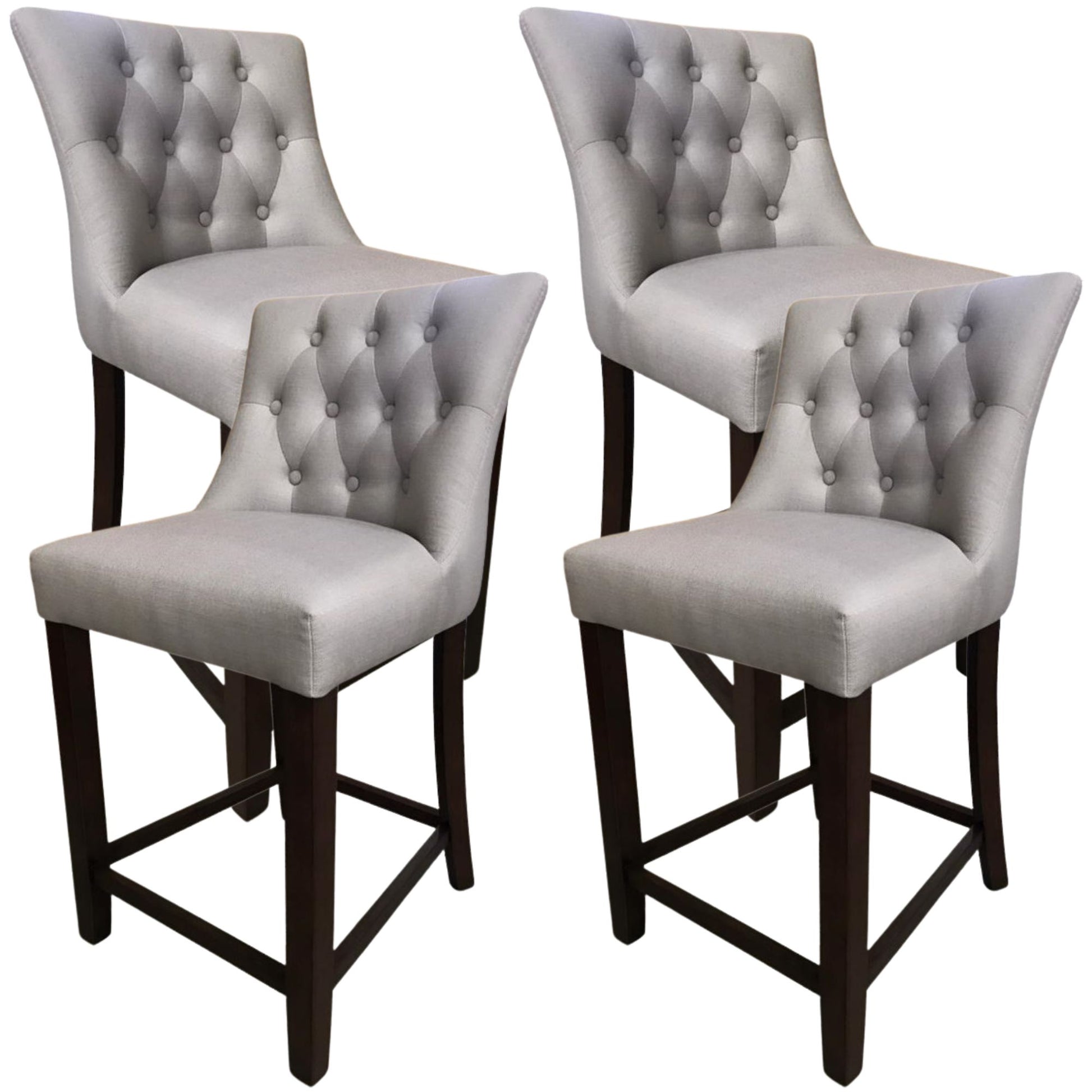 Florence  4pc High Fabric Dining Chair Bar Stool French Provincial Solid Timber - Cosy Abode