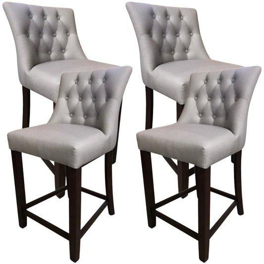Florence  4pc High Fabric Dining Chair Bar Stool French Provincial Solid Timber - Cosy Abode