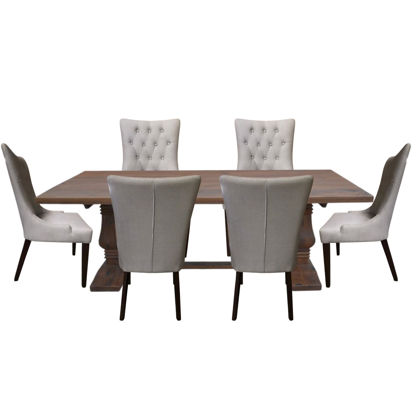 Florence  7pc Dining Table Set 180cm with 6 Fabric Chair French Provincial - Cosy Abode