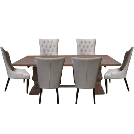 Florence  7pc Dining Table Set 180cm with 6 Fabric Chair French Provincial - Cosy Abode