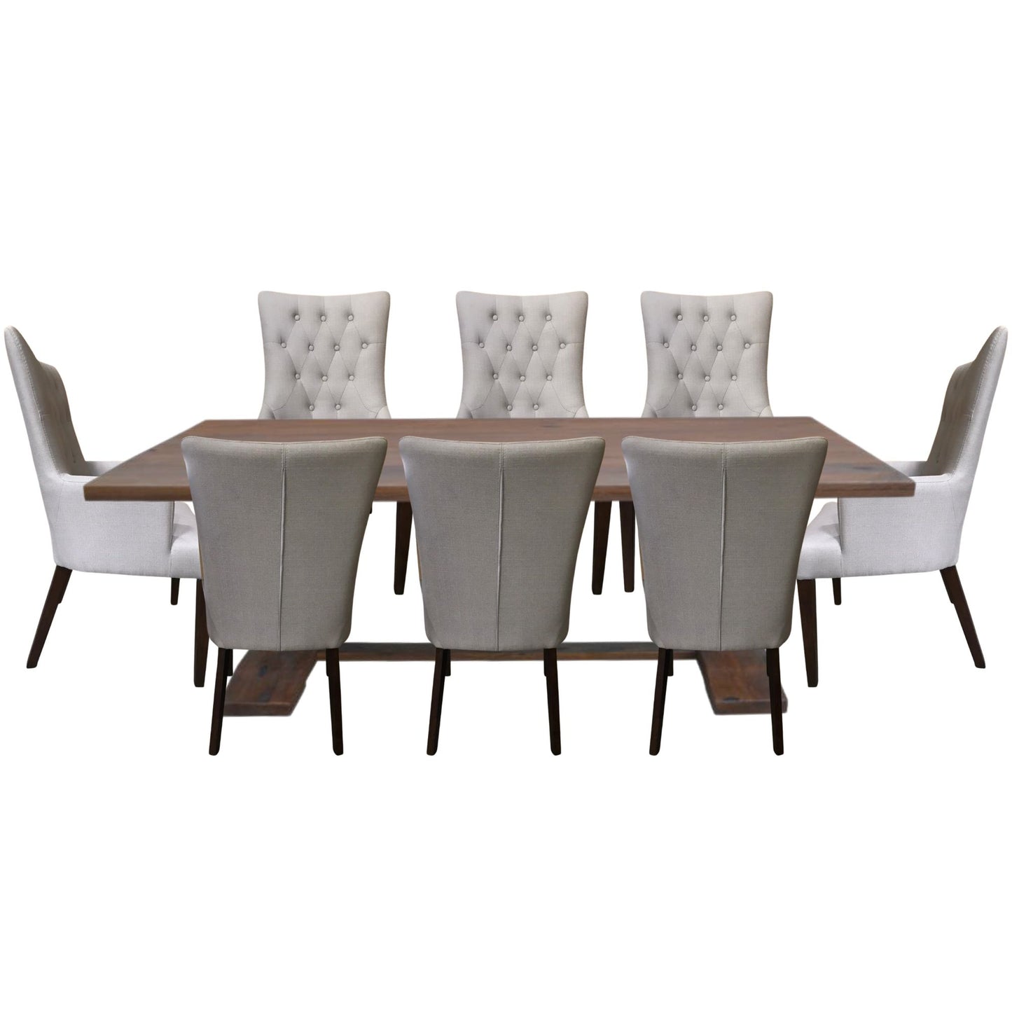 Florence  9pc Dining Table Set 230cm 6 Fabric 2 Carver Chair French Provincial - Cosy Abode