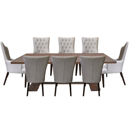 Florence  9pc Dining Table Set 230cm 6 Fabric 2 Carver Chair French Provincial - Cosy Abode