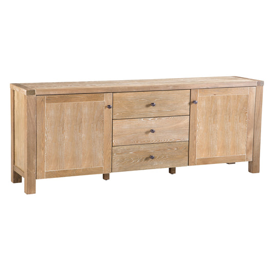 Woodland 180cm Buffet Table Cabinet Timber Wood 3 Drawer 2 Door Natural - Cosy Abode
