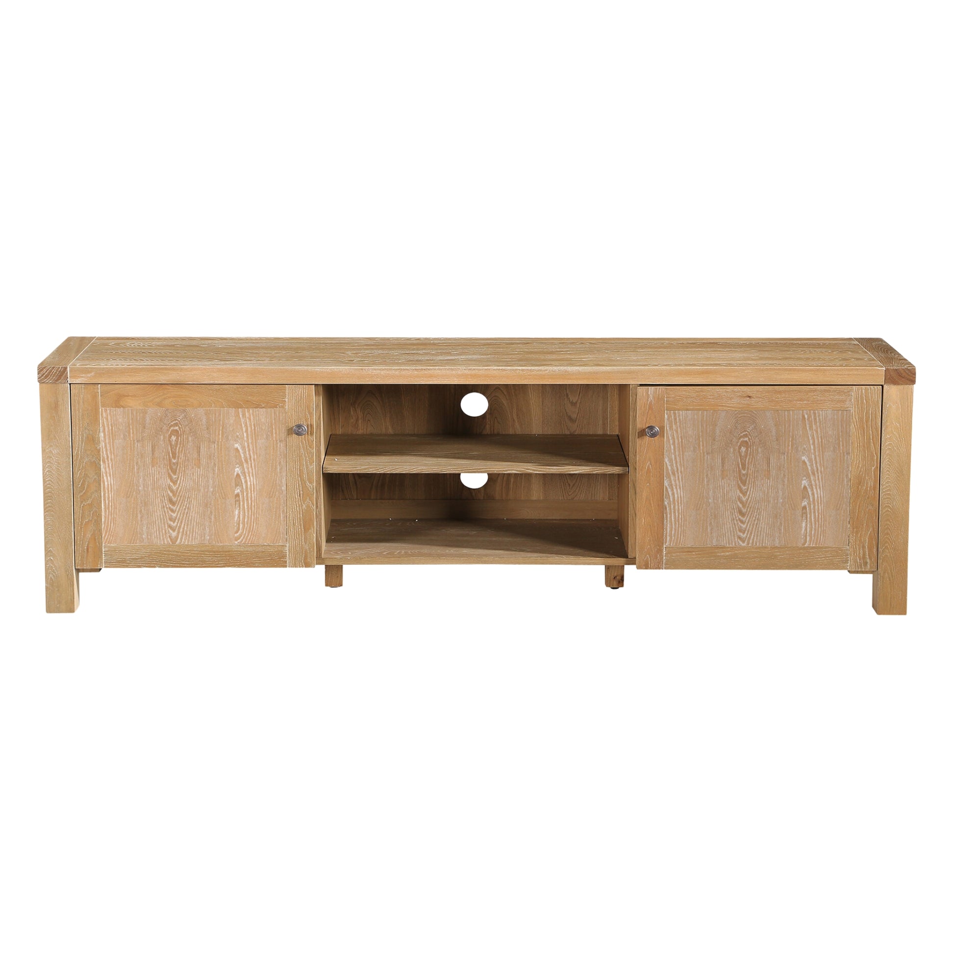 Woodland 180cm ETU Entertainment TV Unit Timber Wood 2 Door Natural - Cosy Abode