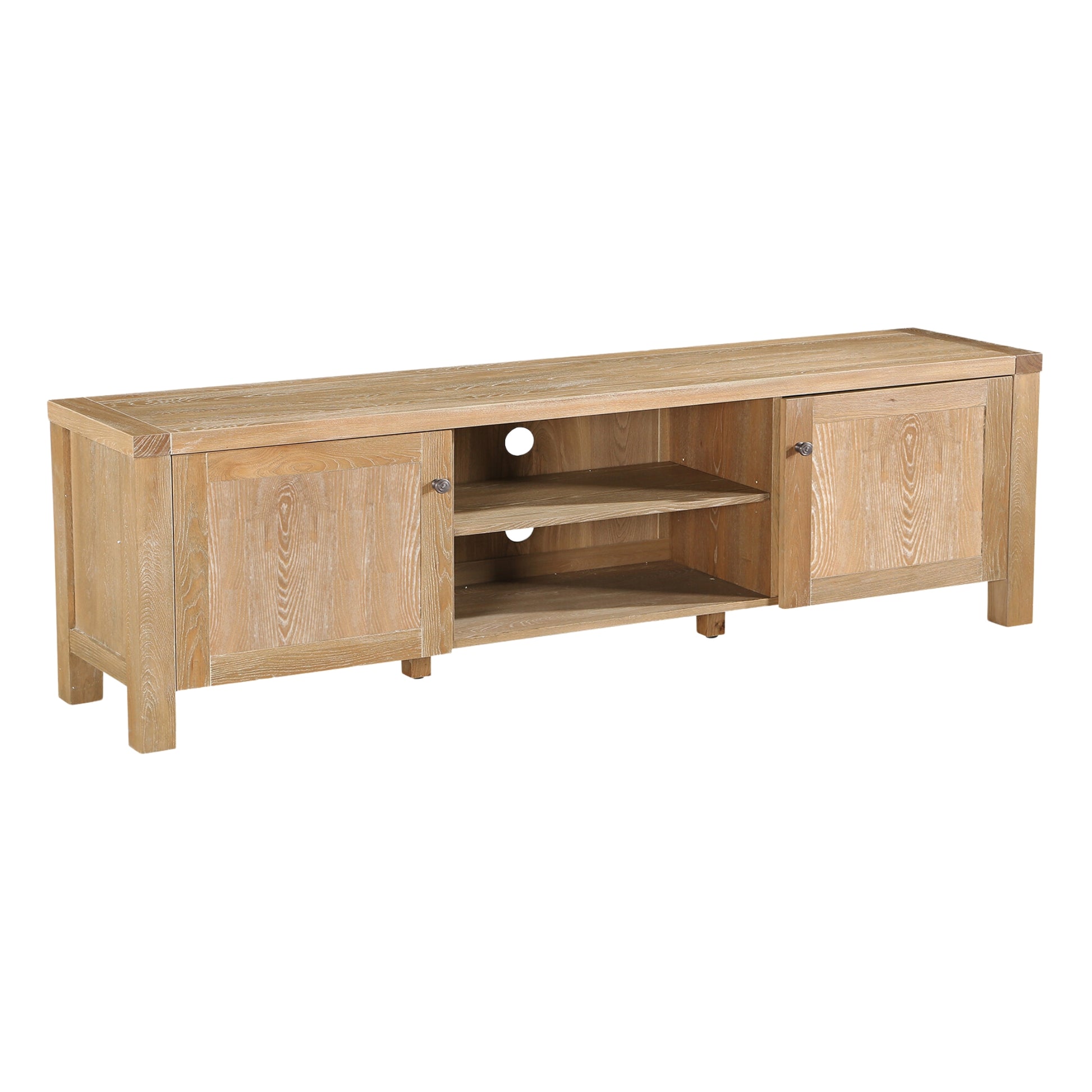 Woodland 180cm ETU Entertainment TV Unit Timber Wood 2 Door Natural - Cosy Abode