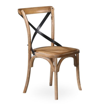 Woodland 2pc Set Dining Chair X-Back Birch Timber Wood Woven Seat Natural - Cosy Abode