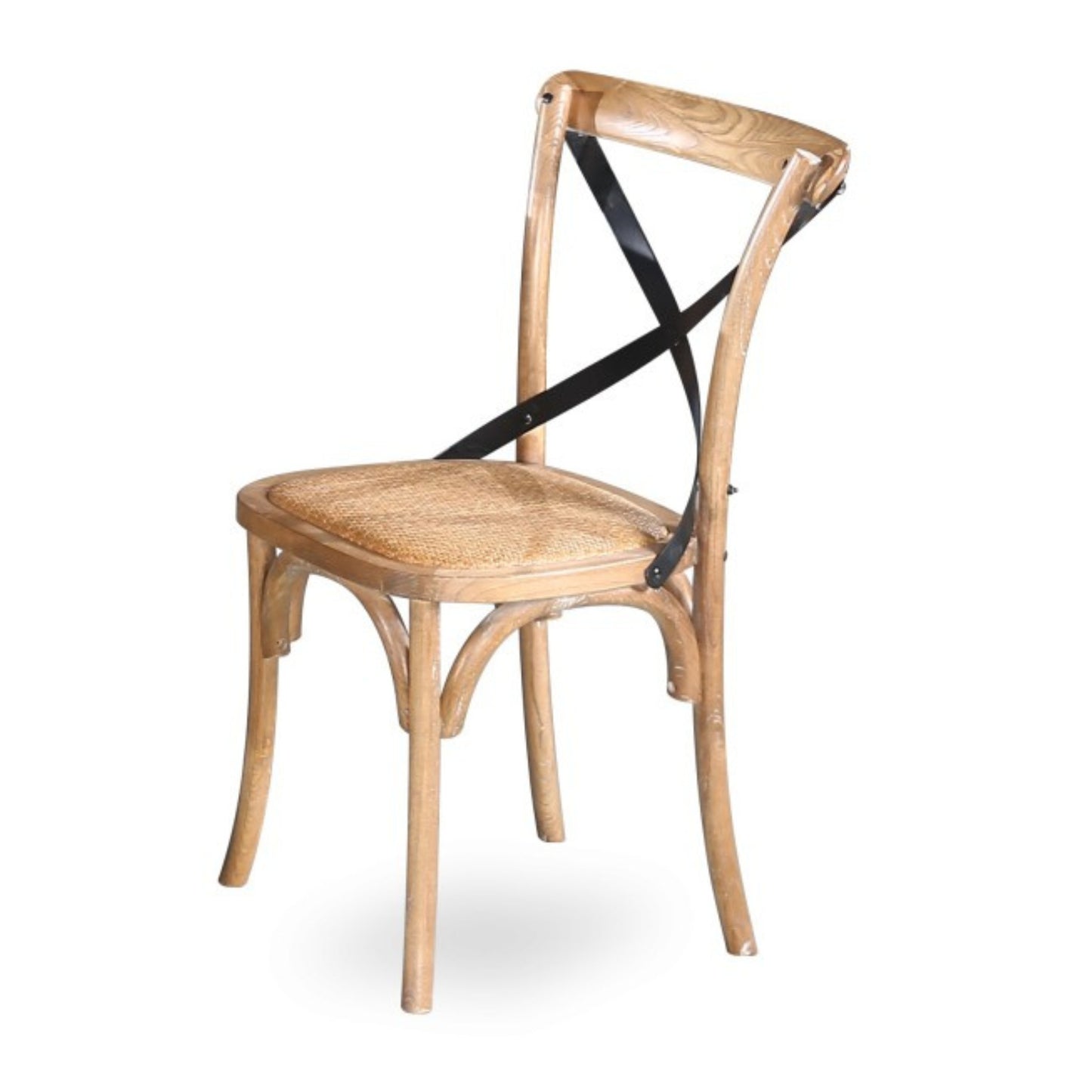 Woodland 2pc Set Dining Chair X-Back Birch Timber Wood Woven Seat Natural - Cosy Abode