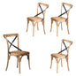 Woodland 4pc Set Dining Chair X-Back Birch Timber Wood Woven Seat Natural - Cosy Abode