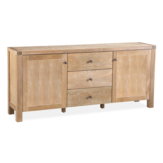 Woodland 140cm Buffet Table Cabinet Timber Wood 3 Drawer 2 Door Natural - Cosy Abode