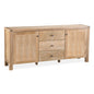 Woodland 140cm Buffet Table Cabinet Timber Wood 3 Drawer 2 Door Natural - Cosy Abode