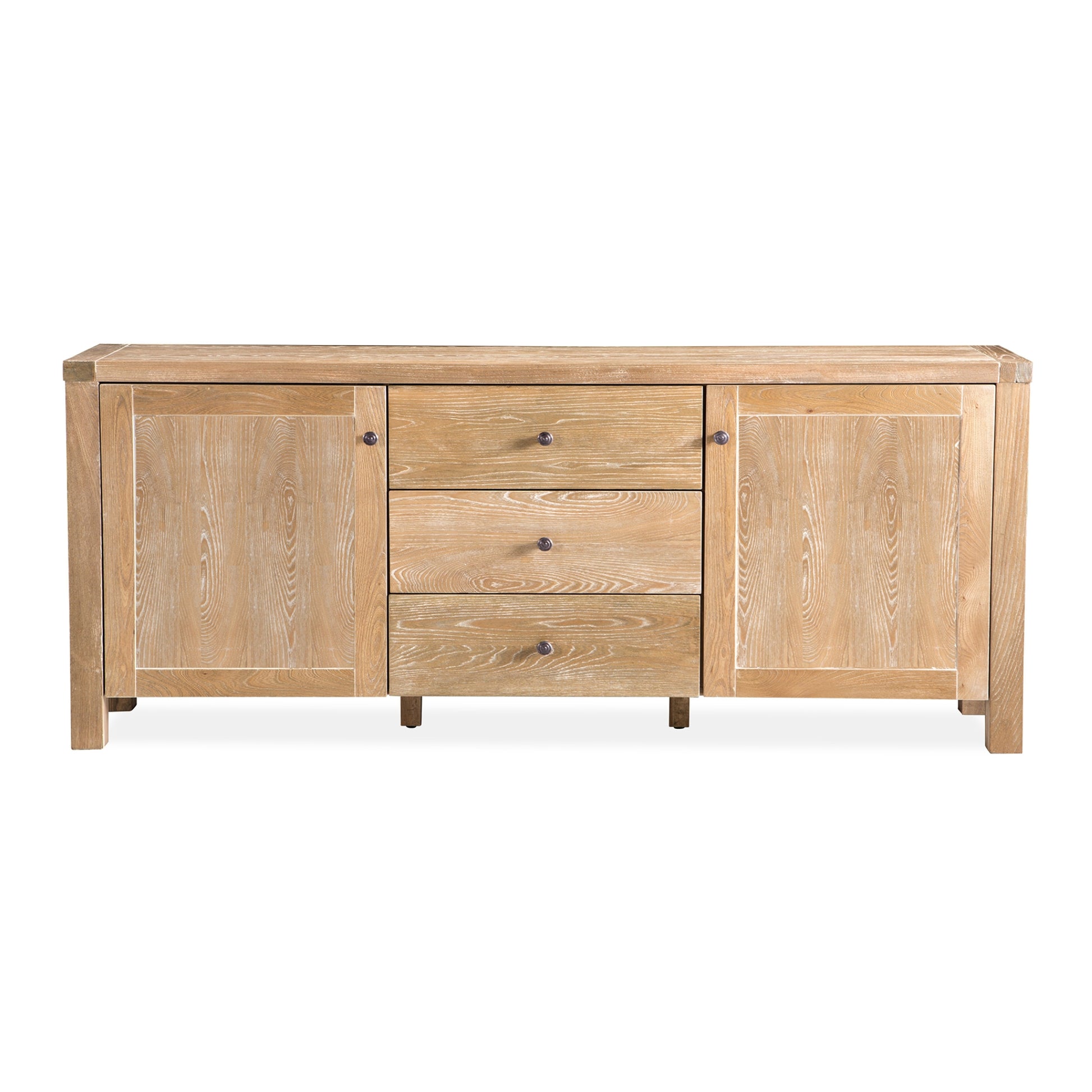Woodland 140cm Buffet Table Cabinet Timber Wood 3 Drawer 2 Door Natural - Cosy Abode