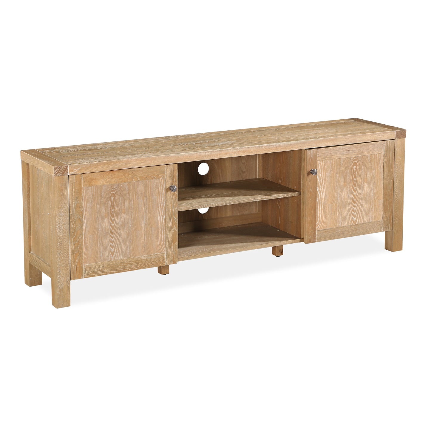 Woodland 140cm ETU Entertainment TV Unit Timber Wood 2 Door Natural - Cosy Abode