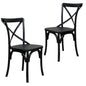 Rustica 2pc Set Dining Chair X-Back Solid Timber Wood Seat Black - Cosy Abode