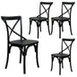 Rustica 4pc Set Dining Chair X-Back Solid Timber Wood Seat Black - Cosy Abode