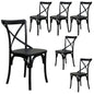 Rustica 6pc Set Dining Chair X-Back Solid Timber Wood Seat Black - Cosy Abode
