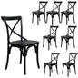 Rustica 8pc Set Dining Chair X-Back Solid Timber Wood Seat Black - Cosy Abode