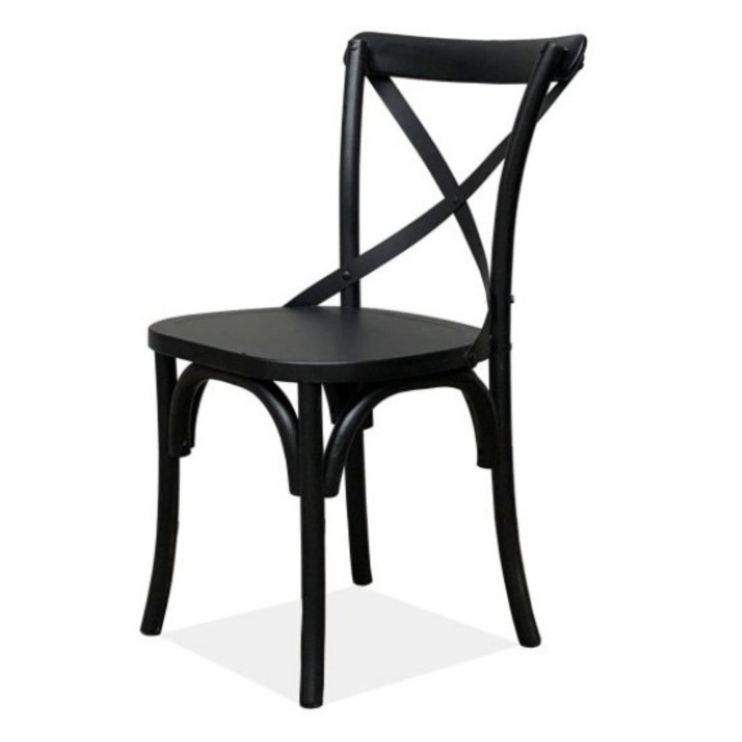 Rustica 8pc Set Dining Chair X-Back Solid Timber Wood Seat Black - Cosy Abode