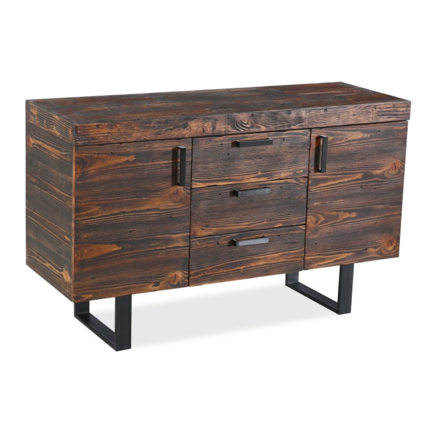 Rustica 150cm Buffet Table Cabinet Solid Pine Wood 3 Drawer 2 Door Black - Cosy Abode