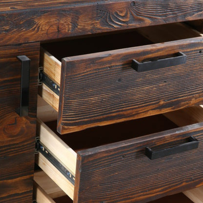 Rustica 150cm Buffet Table Cabinet Solid Pine Wood 3 Drawer 2 Door Black - Cosy Abode