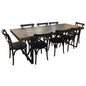 Rustica 9pc Dining Set 240cm Table 8 Chair Solid Timber Wood Seat Black - Cosy Abode