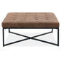 Chelsea Fabric Square Ottoman Footstool Bench Dark Brown - Cosy Abode