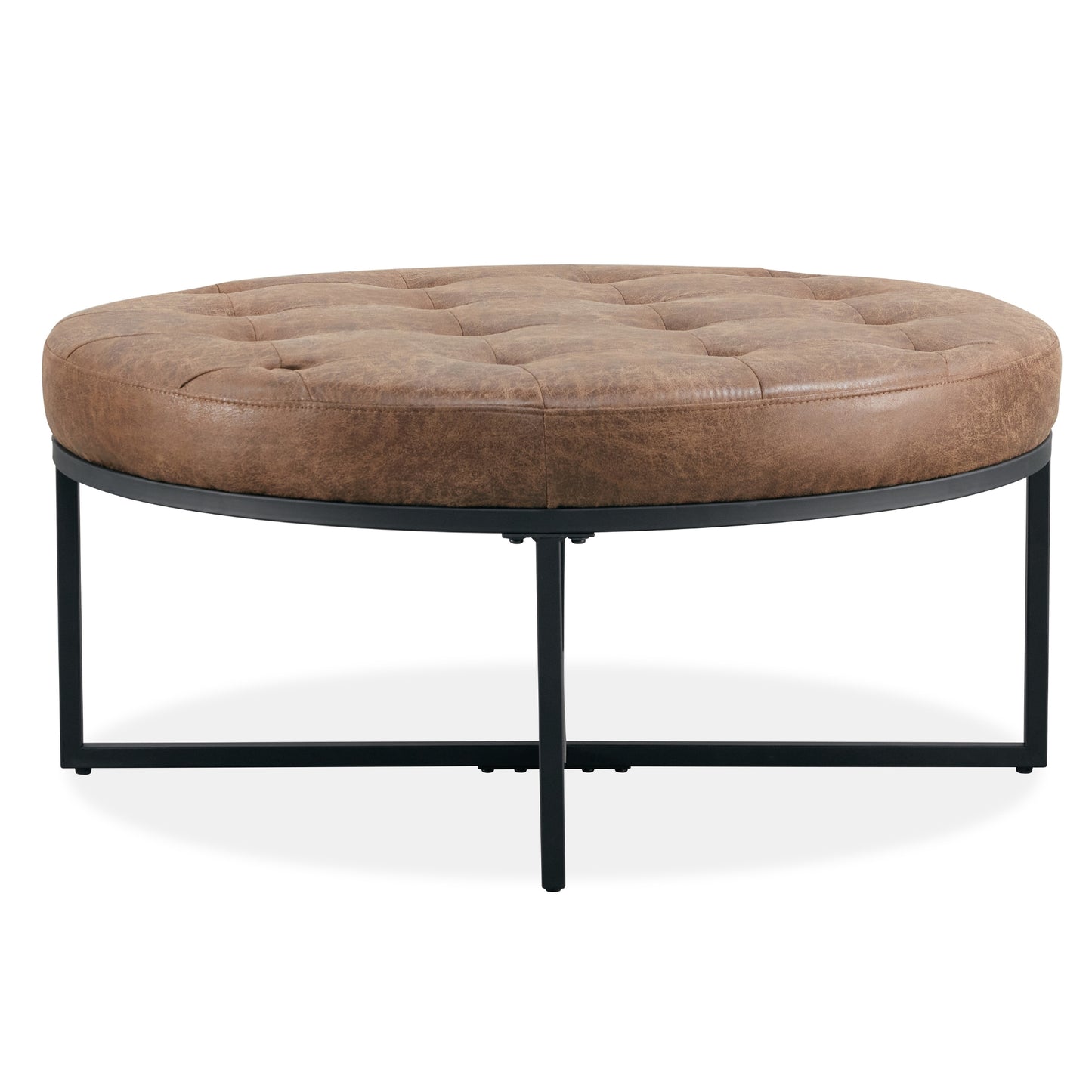 Chelsea Round Ottoman Footstool Bench Dark Brown - Cosy Abode