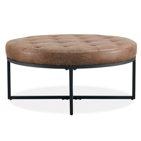 Chelsea Round Ottoman Footstool Bench Dark Brown - Cosy Abode