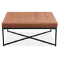 Chelsea Fabric Square Ottoman Footstool Bench Light Brown - Cosy Abode