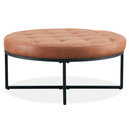 Chelsea Round Ottoman Footstool Bench Light Brown - Cosy Abode