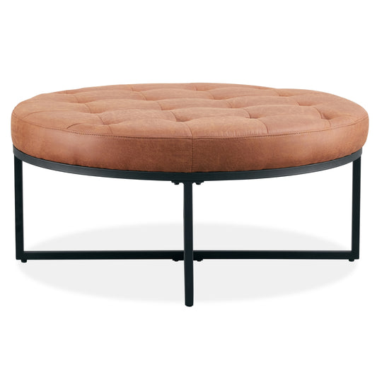 Chelsea Round Ottoman Footstool Bench Light Brown - Cosy Abode