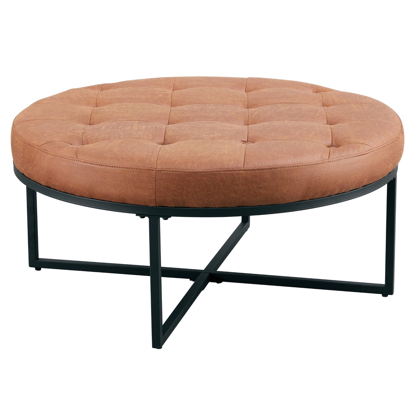 Chelsea Round Ottoman Footstool Bench Light Brown - Cosy Abode
