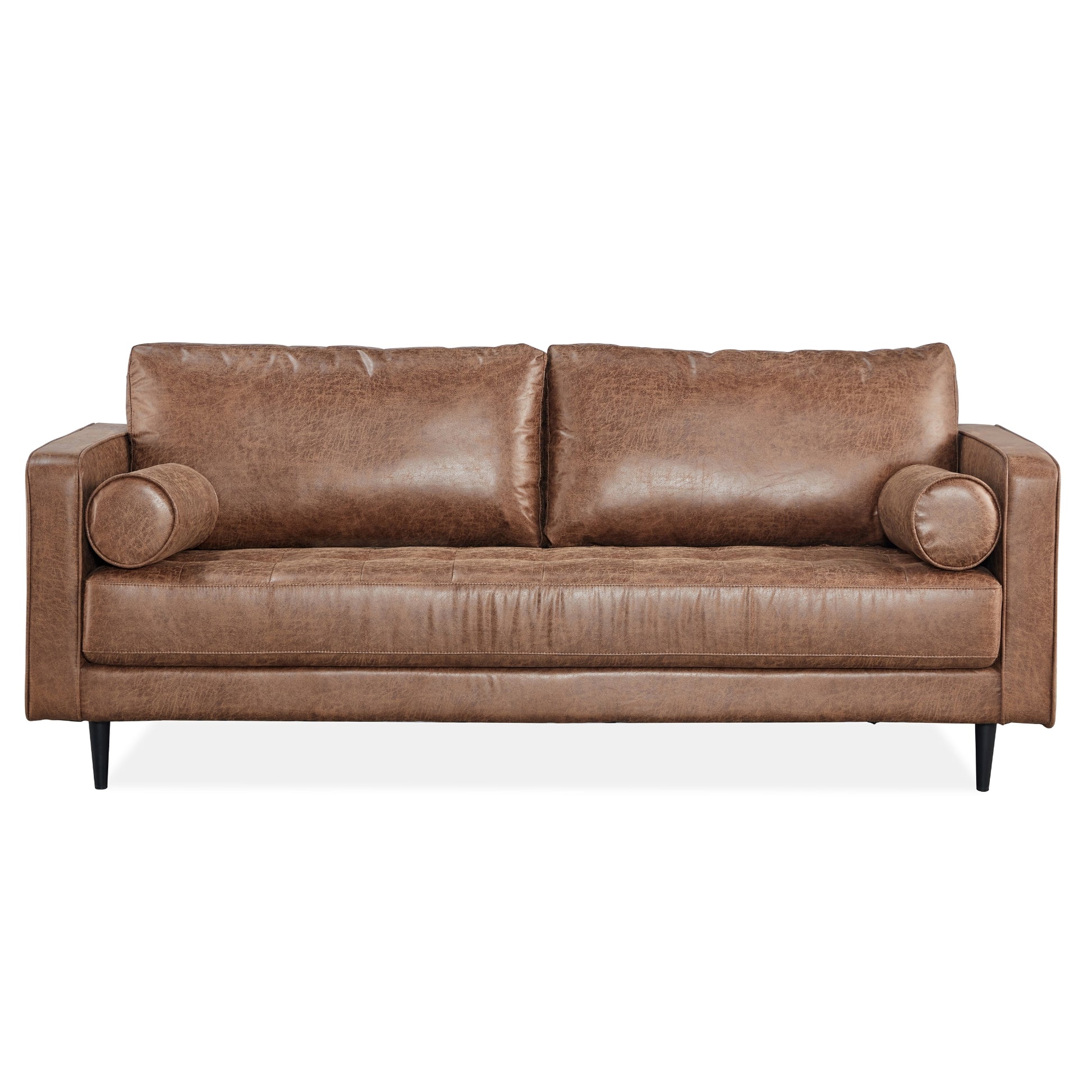 Chelsea 3 Seater Sofa Fabric Uplholstered Lounge Couch Dark Brown - Cosy Abode