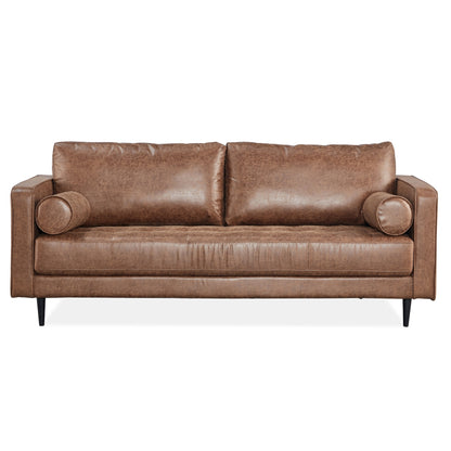 Chelsea 3 Seater Sofa Fabric Uplholstered Lounge Couch Dark Brown - Cosy Abode