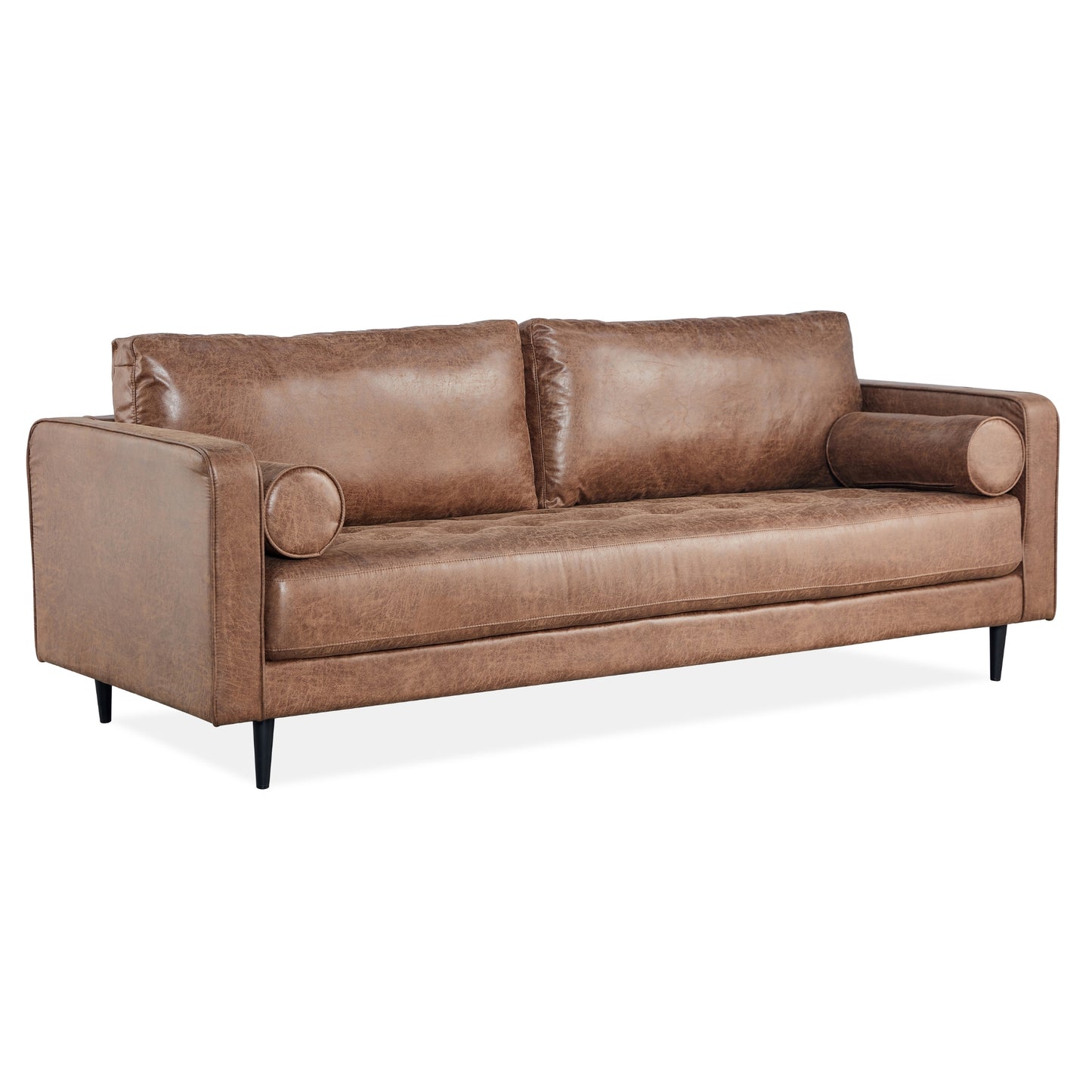 Chelsea 3.5 Seater Sofa Fabric Uplholstered Lounge Couch Dark Brown - Cosy Abode