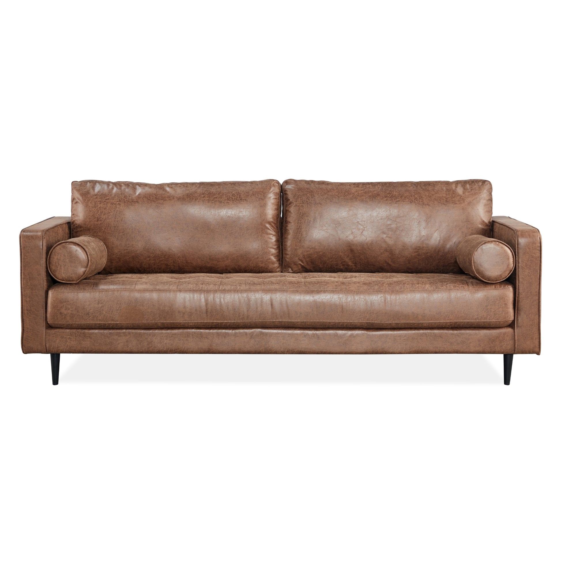 Chelsea 3.5 Seater Sofa Fabric Uplholstered Lounge Couch Dark Brown - Cosy Abode