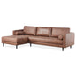 Chelsea 2 Seater Sofa Fabric Lounge Couch with LHF Chaise Dark Brown - Cosy Abode
