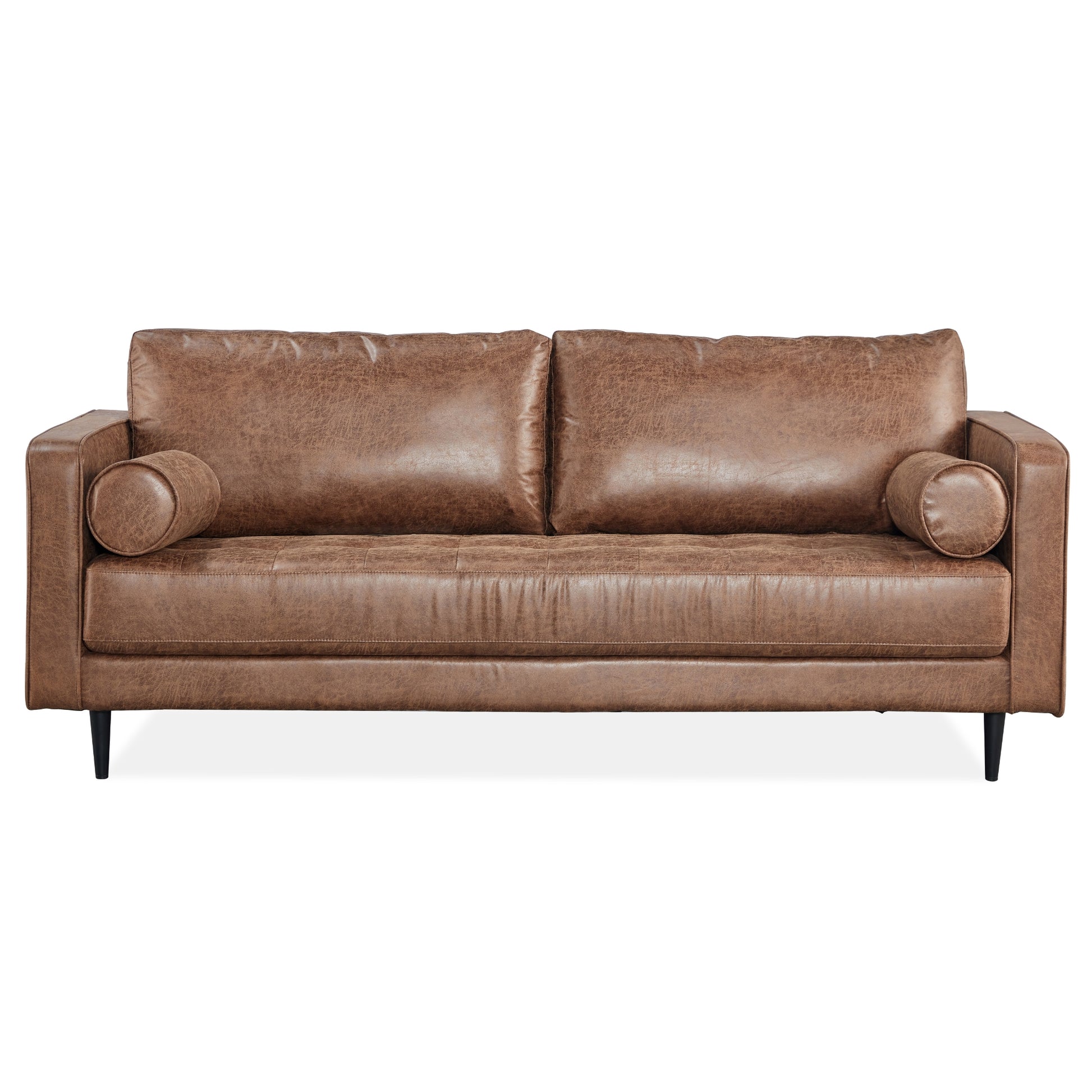 Chelsea 2 Seater Sofa Fabric Uplholstered Lounge Couch Dark Brown - Cosy Abode