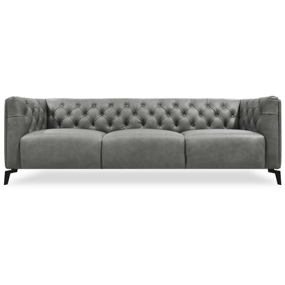Luxe 2pc Genuine Forli Leather Sofa Set 2.5-3.5 Seater  Lounge Couch -Dark Grey - Cosy Abode