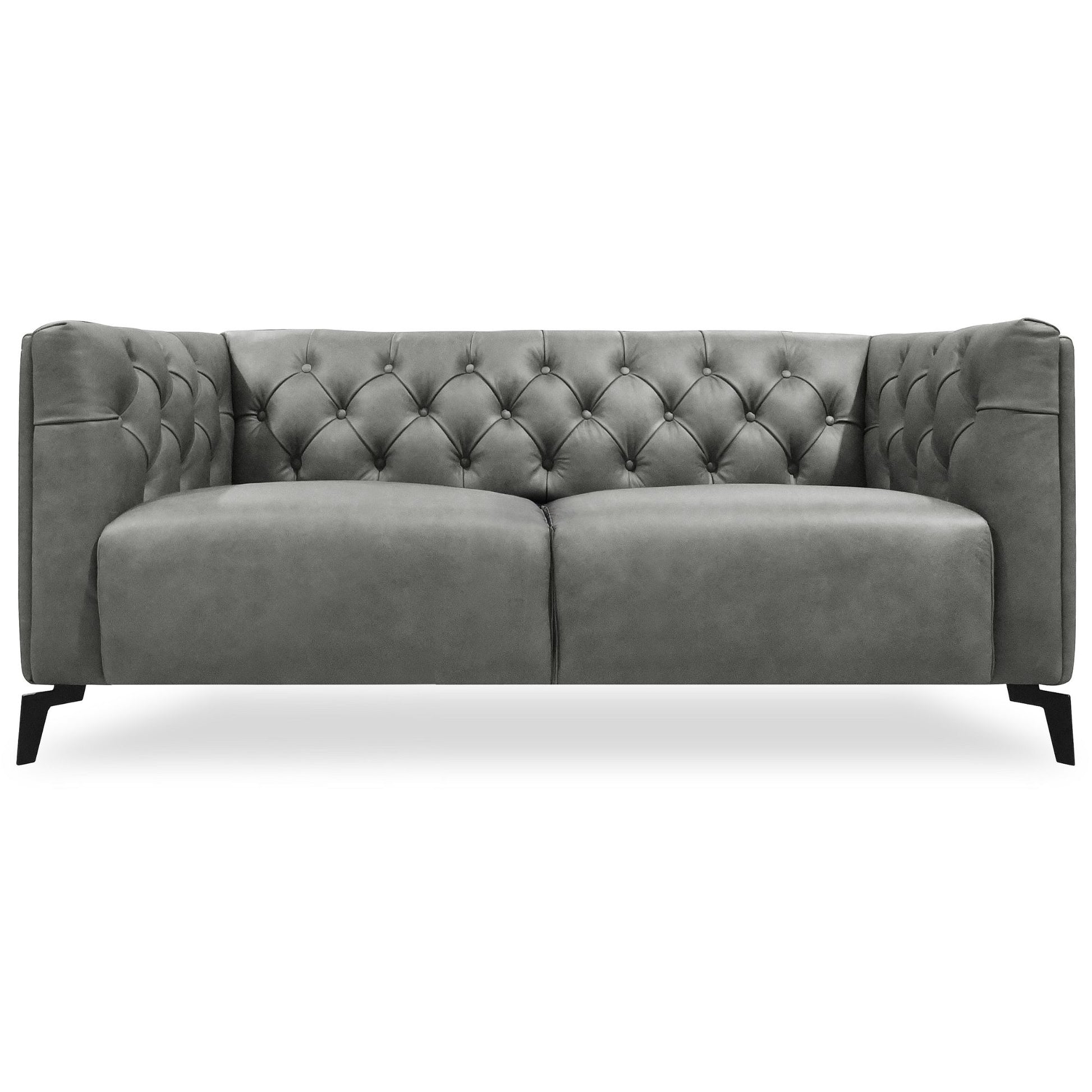 Luxe 2pc Genuine Forli Leather Sofa Set 2.5-3.5 Seater  Lounge Couch -Dark Grey - Cosy Abode