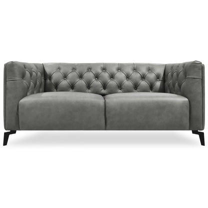Luxe 2pc Genuine Forli Leather Sofa Set 2.5-3.5 Seater  Lounge Couch -Dark Grey - Cosy Abode