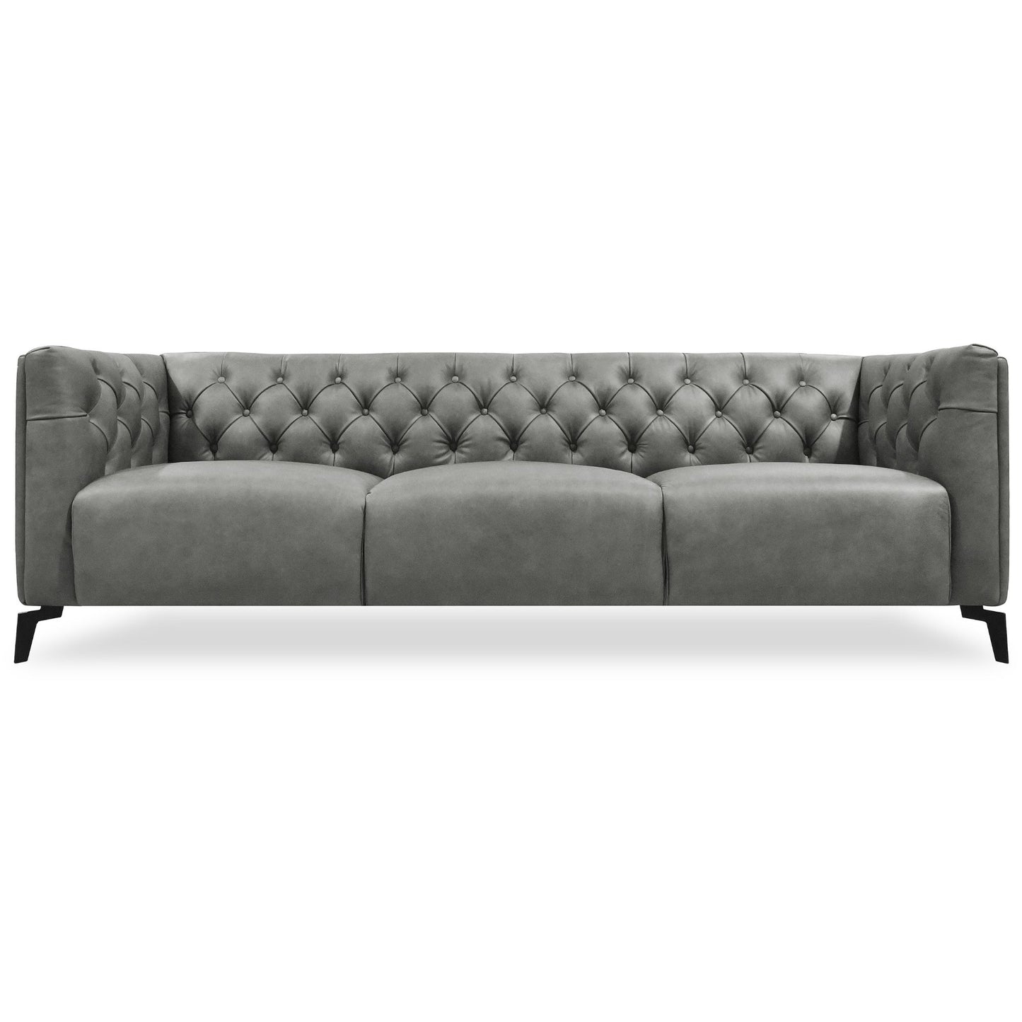 Luxe Genuine Forli Leather Sofa 3.5 Seater Upholstered Lounge Couch - Dark Grey - Cosy Abode